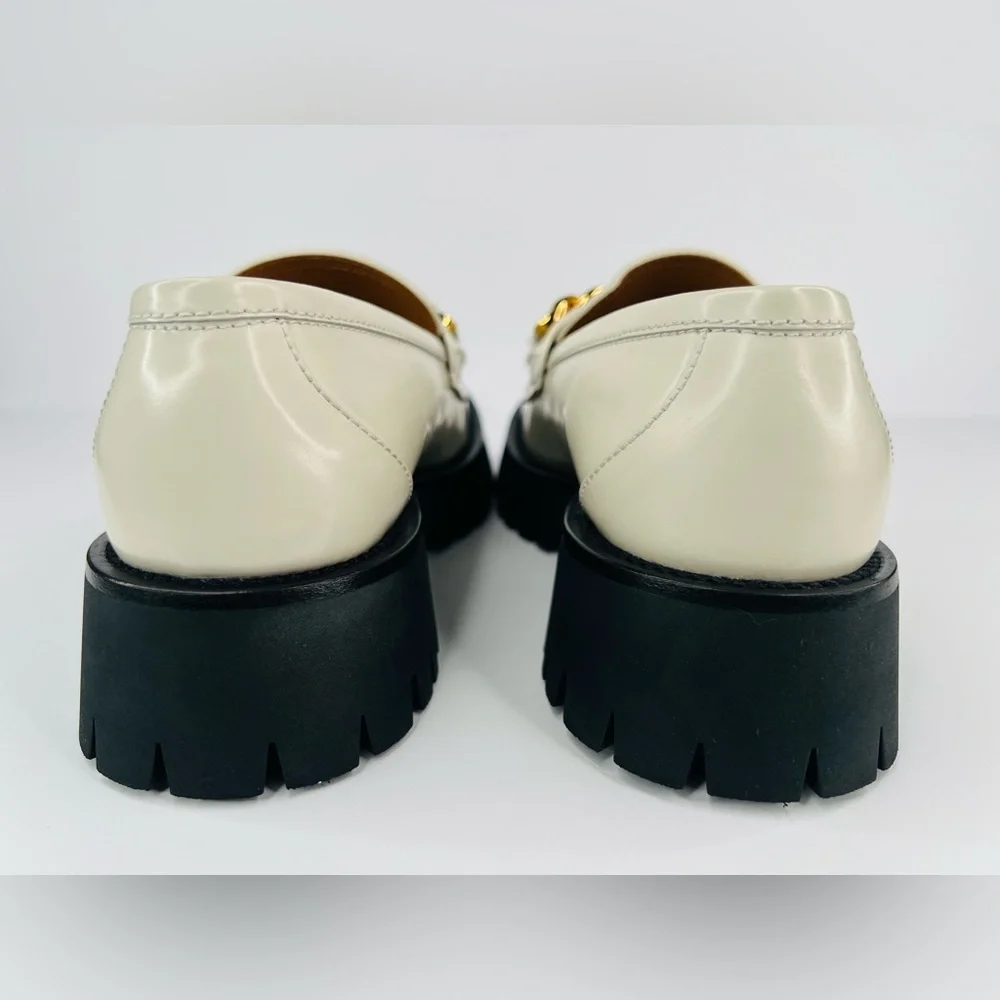 Gucci Jeanne GG Logo Chain Cordovan Lux Moc Toe Platform Loafers Size EU 40 - Picture 7 of 13